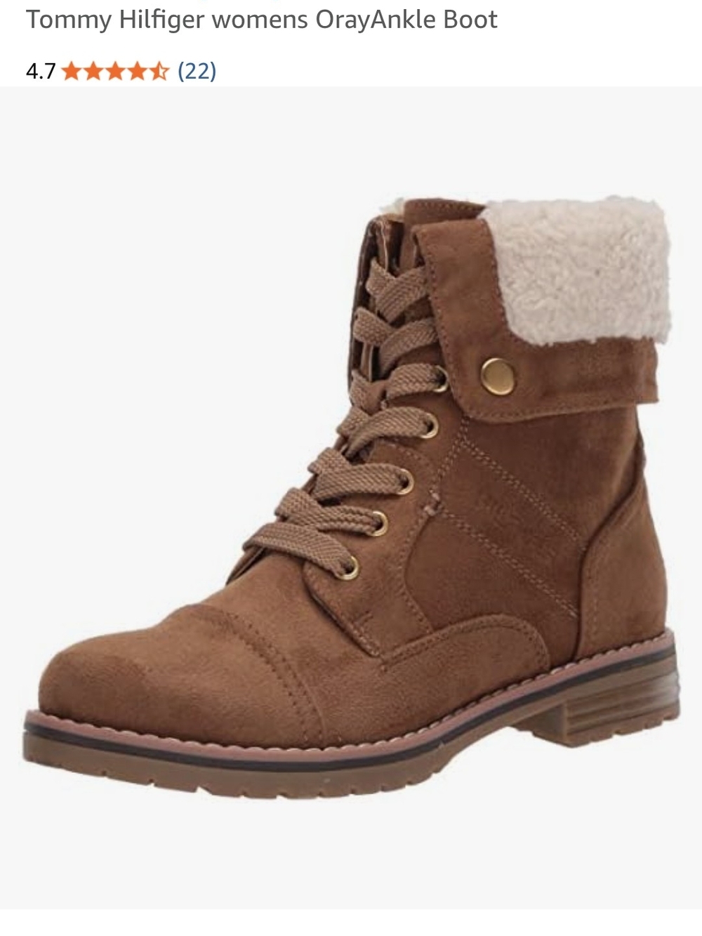 Tommy Hilfiger Womens Oray Faux Suede / Shearling Lace Up Ankle Boots - Size 7.5
